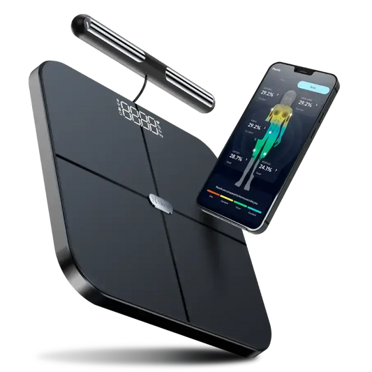 Hume Body Pod with Hume app on smartphone