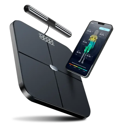 Hume Body Pod with Hume app on smartphone
